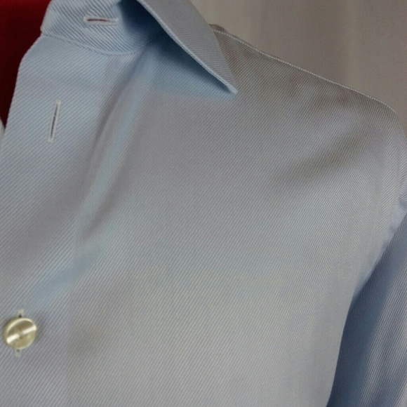 Eton of Sweden Shirt 18/46 Blue Herringbone Btn Dn - Picture 4 of 5